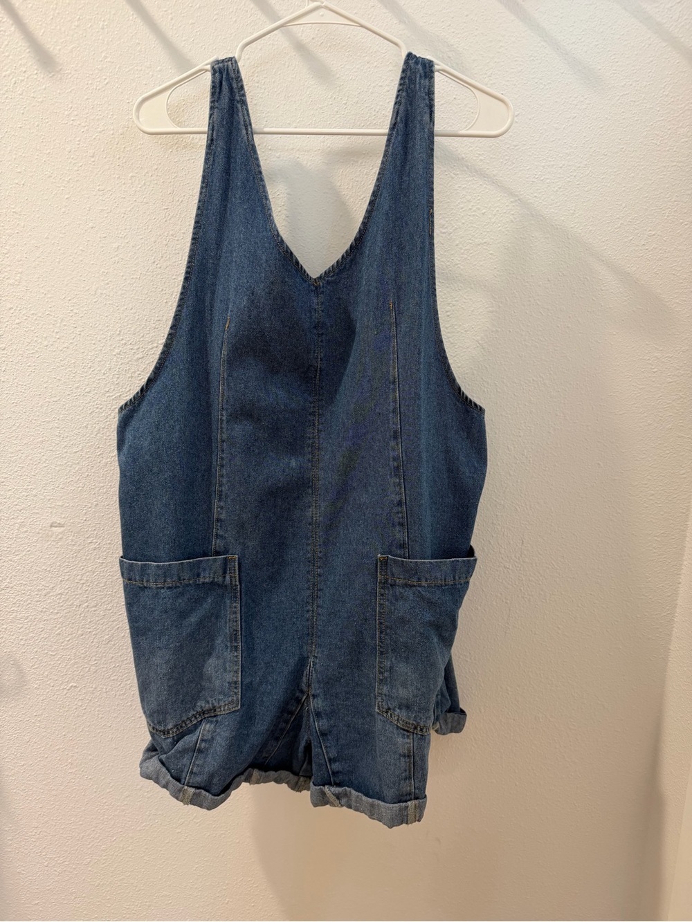Denim Pocket Romper - Mid Blue